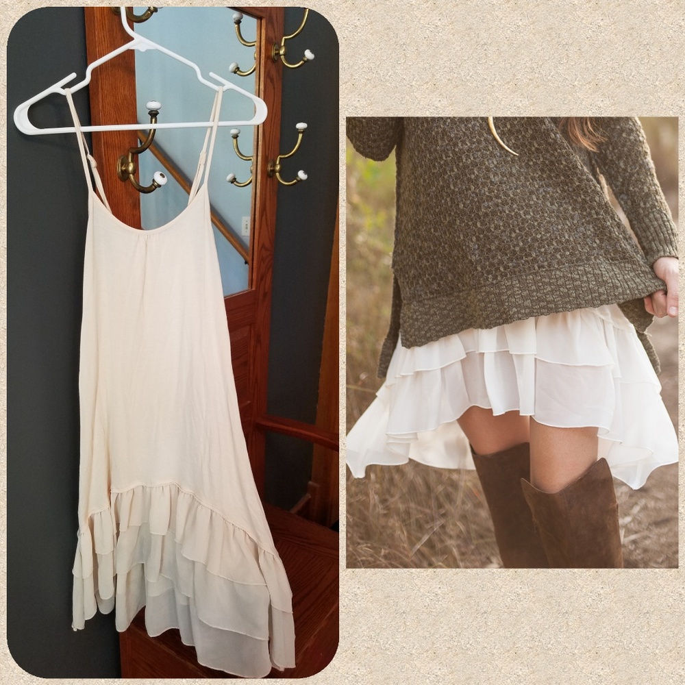 Cream chiffon high low dress extender